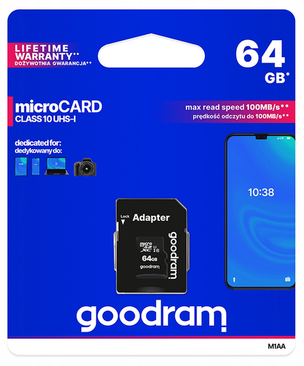 Paměťová karta GOODRAM 64GB microSDXC UHS-I C10 100 MB_s Adaptér